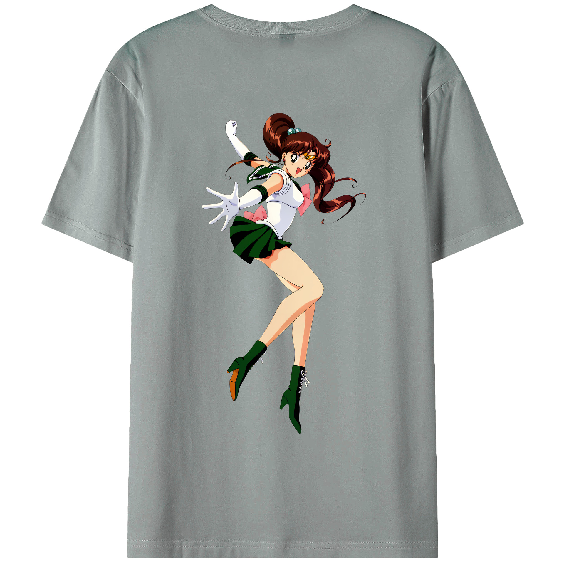 （画像用） 美少女戦士セーラームーン 木野 まこと きの まこと Sailor Moon Kino Makoto （セーラージュピター；Sailor Jupiter） 綿100％ メンズ半袖Tシャツ（バックプリント） 通気性